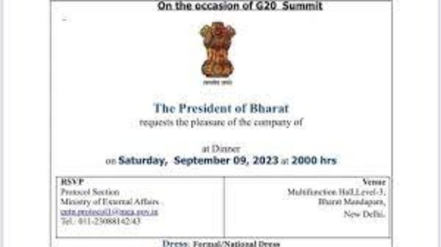 Controversy Erupts as President's G20 Dinner Invite Replaces 'India' with 'Bharat