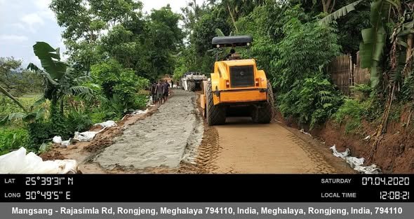 Road construction work under the Meghalaya Rongjeng Adokgre Road Project