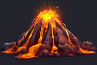 3D image of volcanoes